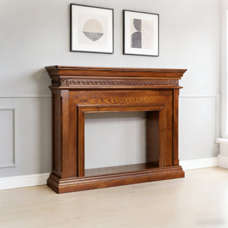 Console de cheminée en bois sculpté, H 47,24 po x l 51,18 po x P 13,78 po