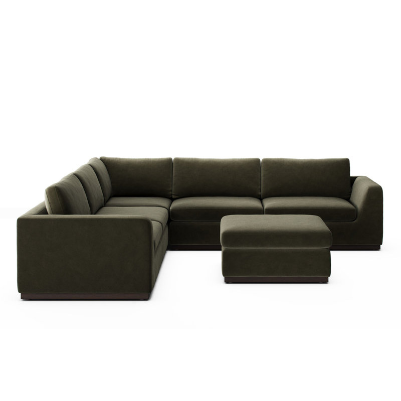 Colt 3PC Sectional W/ Ottoman-Surrey Olive, Surrey Olive Cotton Blend