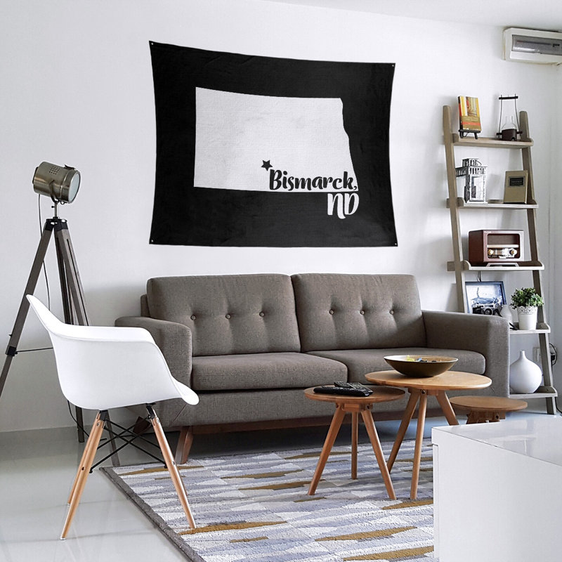 Tapisserie Bismarck North Dakota, H 27,5 po x l 37,5 po, Noir