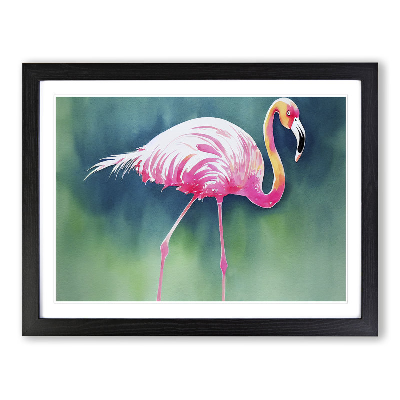 Flamingo Vol.2 - Single Picture Frame Print, Black Framed, 46cm H x 64cm W x 2cm D