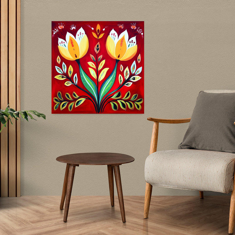 Art mural tulipe fantaisiste, H 24 po x l 24 po