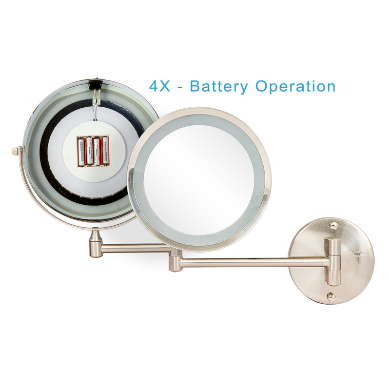 Miroir de maquillage / rasage moderne et contemporain, 13,25 po x 18,5 po, Nickel satiné