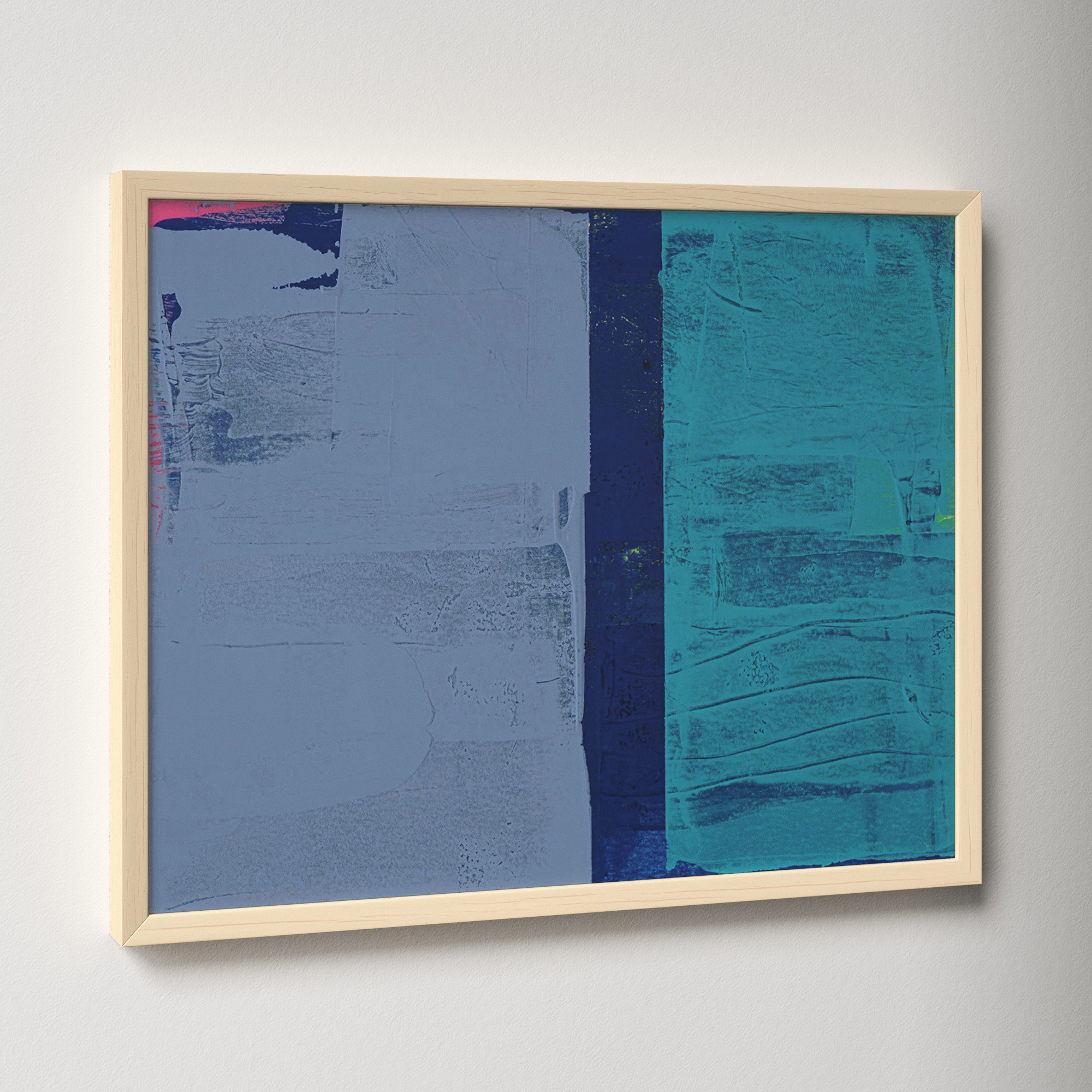 Bold In Blue 2 by Andrea Stokes, Brown Framed, 30" H x 38" W x 1.25" D
