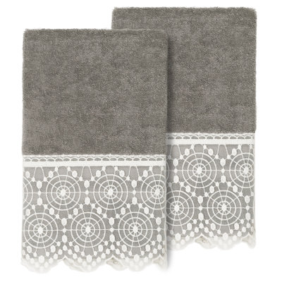 Valentina Turkish Cotton Cream Lace Embellished Hand Towel