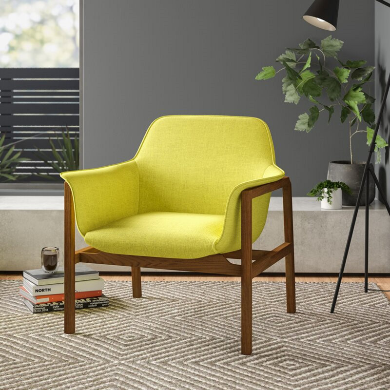 Miller Upholstered Armchair, Green Linen Blend