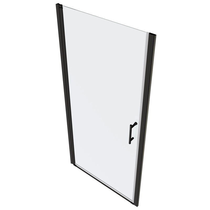 Matted Black Universal Pivot Shower Door - 1/4" Tempered Glass, 1 3/8" Adjustable, Stable System, Leak, Easy To Up Door, Clear 36000 Times Functionality Test, Install Method