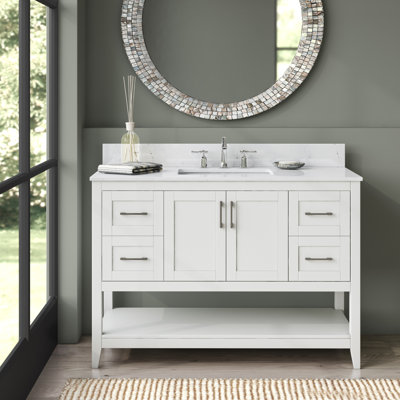 Scottsbluff 48'' Single Bathroom Vanity with Engineered Marble Top