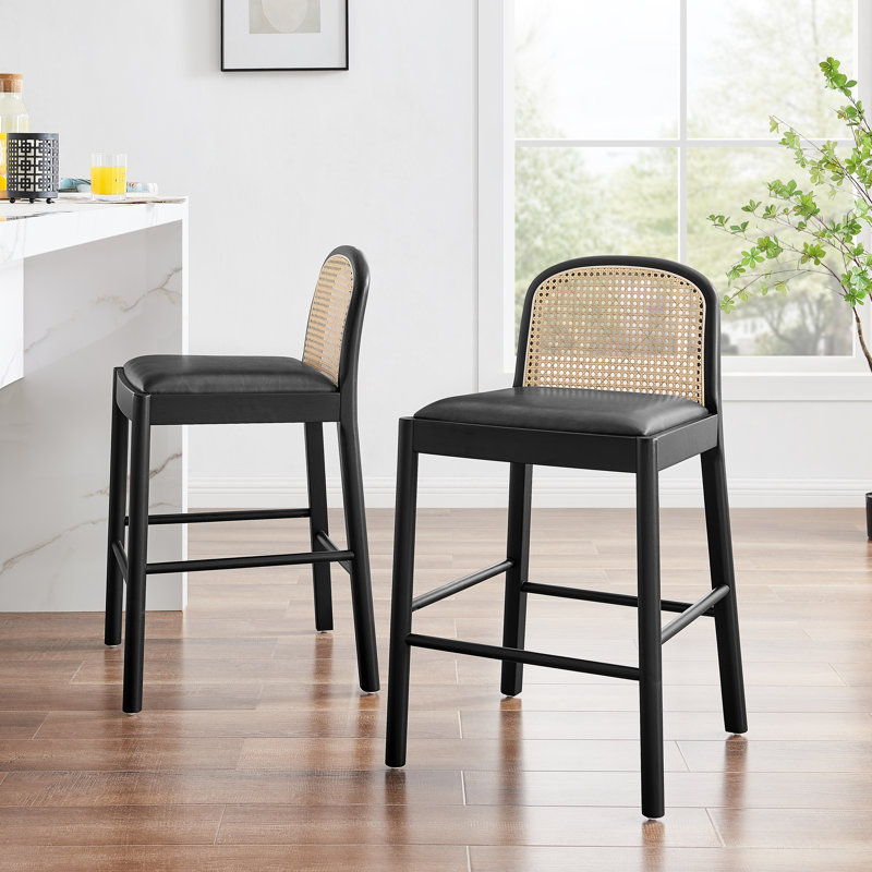 Brishaun Faux Leather Counter Stool, Black
