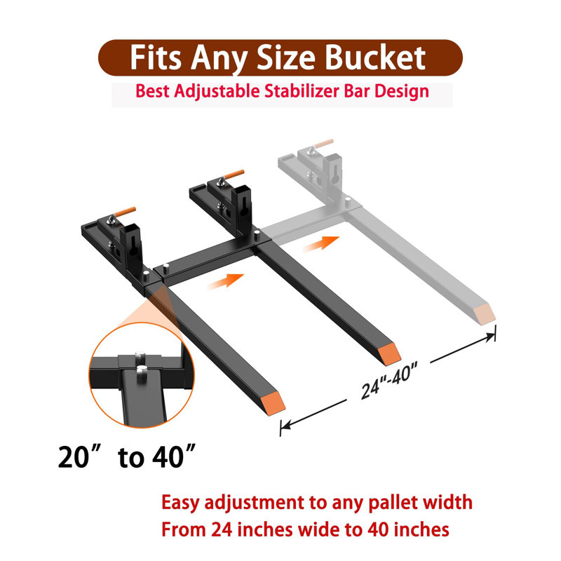60” Pallet Forks, 2000Lbs Clamp On Pallet Forks