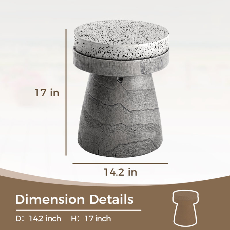 Patio Round Concrete Side Table, Gray, 2