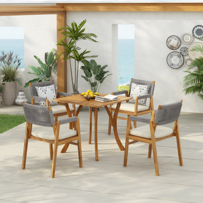 Toray Outdoor Wood & Rope Dining Set