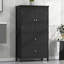 Armoire de rangement pour salle de bain, armoire avec deux portes et tiroirs, tablette réglable, panneau de fibres à densité moyenne, noir