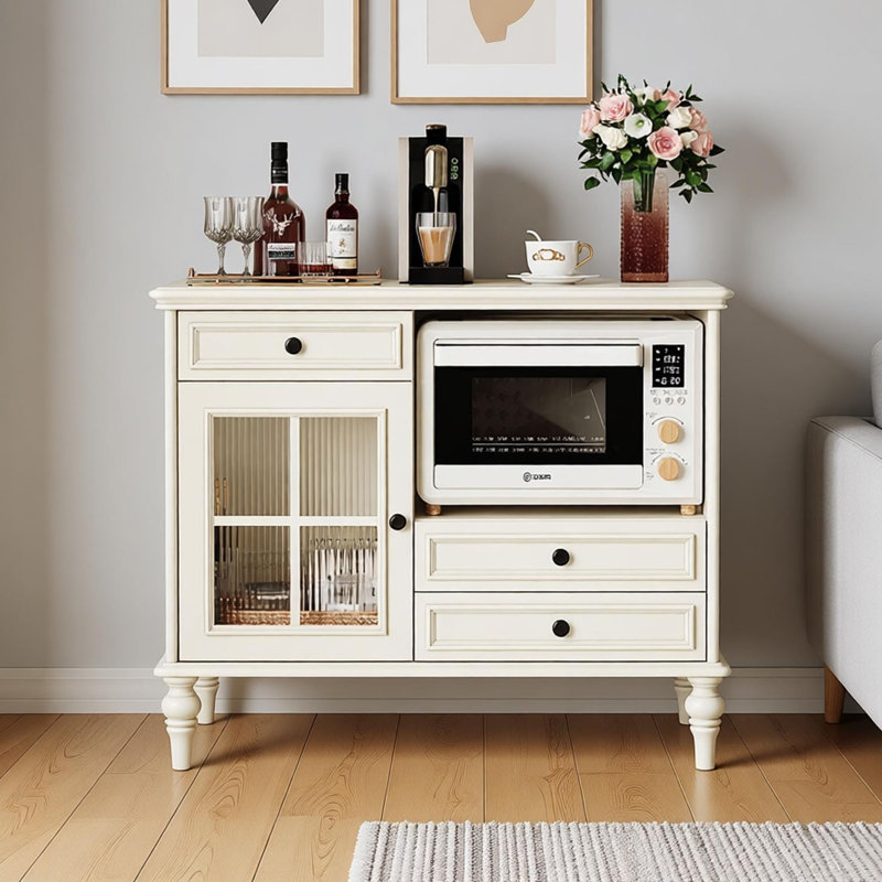 Commode d'appoint multifonctionnelle rétro de style crémeux