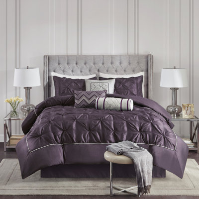 Édredon 7 pièces pour lit double - Prune