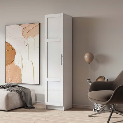 Stackable Wall Mounted Storage Cabinet, White, with Movable Shelves and Doors for Enhanced Organization