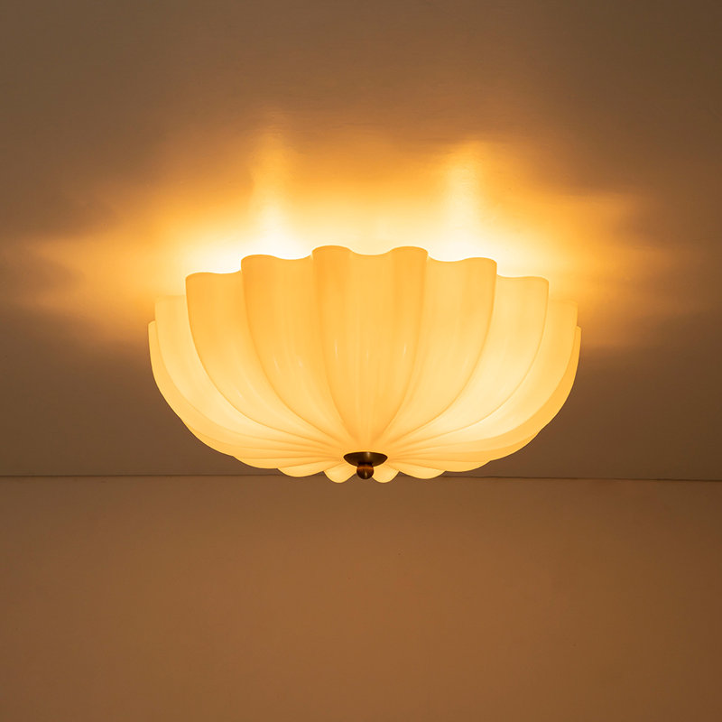 3-Light Milky White Glass Semi-Flush Mount 
