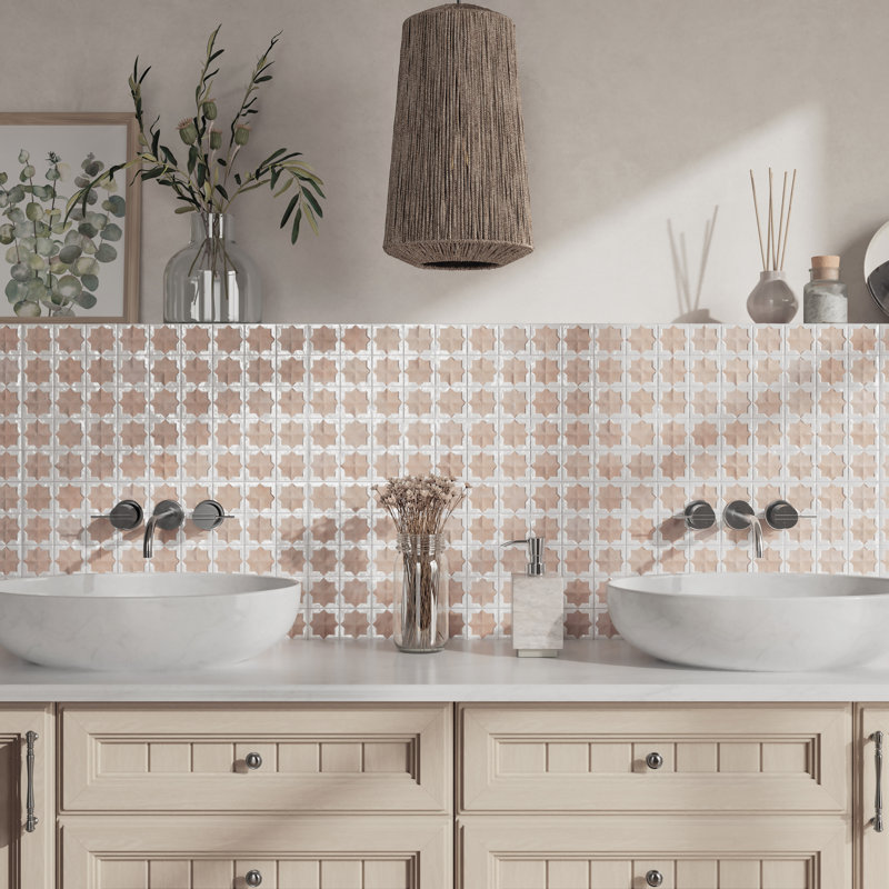 Tetuan Astre 12" x 22" Porcelain Moroccan Wall Tile, Brown/White