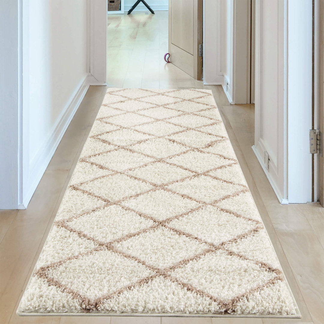 Myshaggy Collection Rugs Diamond Design in Ivory Beige
