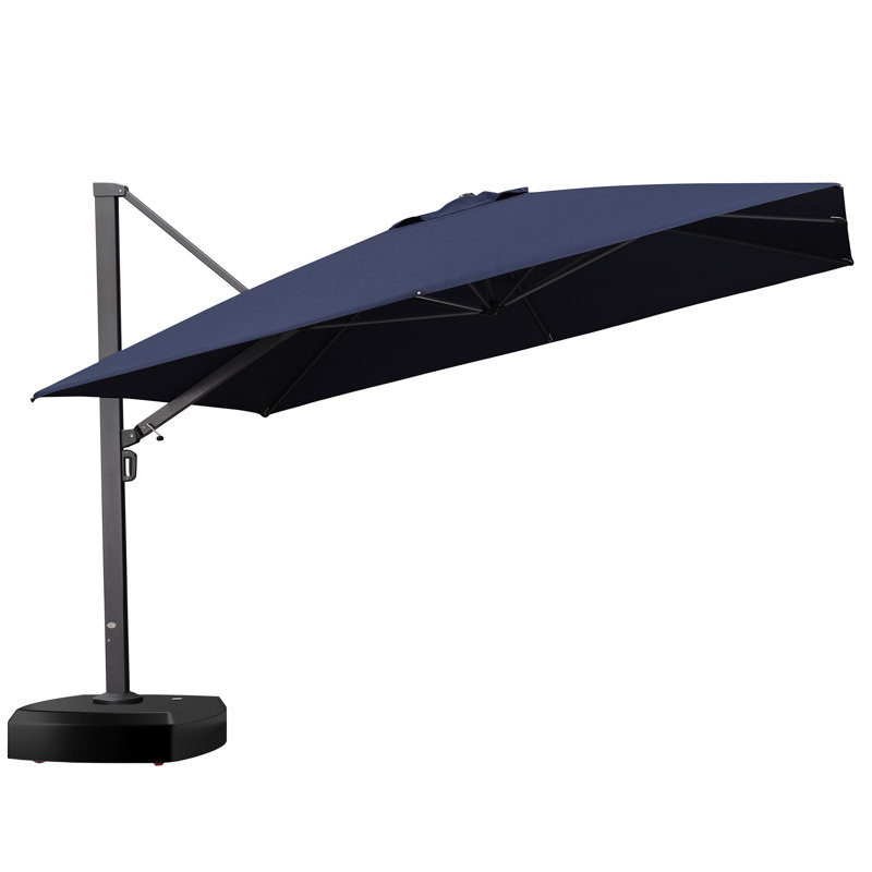 Parasol en porte-à-faux carré 144 po avec base à roulettes Huyana, bleu marine, Marine