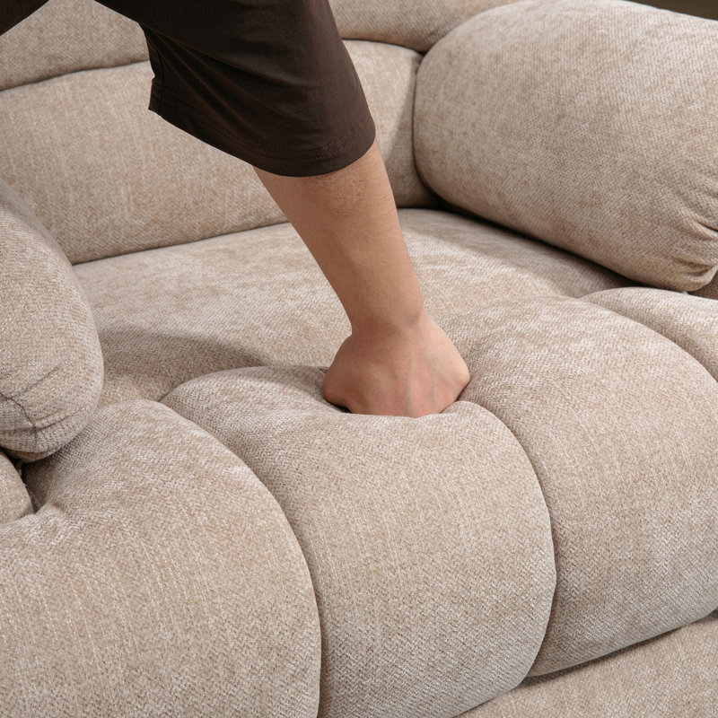Tissu en chenille beige de 23 po de large et à dossier haut avec fonction de relevage électrique et fauteuil inclinable avec vibration à 8 points avec fonction de massage et chauffage lombaire
