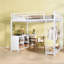Lit mezzanine en métal peu encombrant avec bureau et garde-robe, style moderne