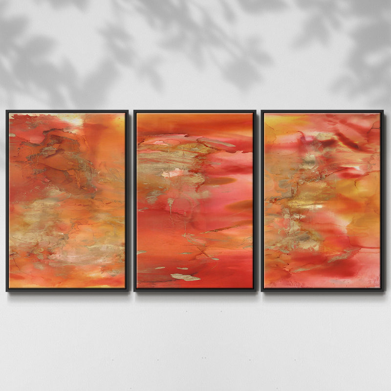 " Higher Emotions I " 3 - Pieces, Black Framed, 40" H x 78" W