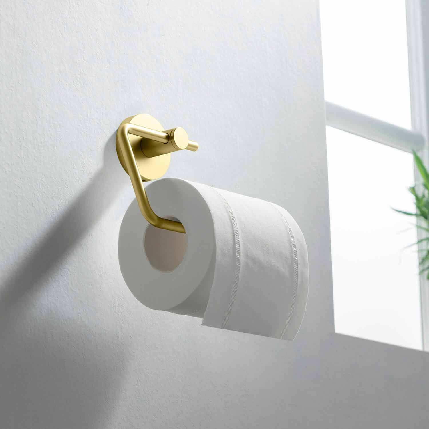 Circular Wall Mount Toilet Paper Holder, Brushed Gold