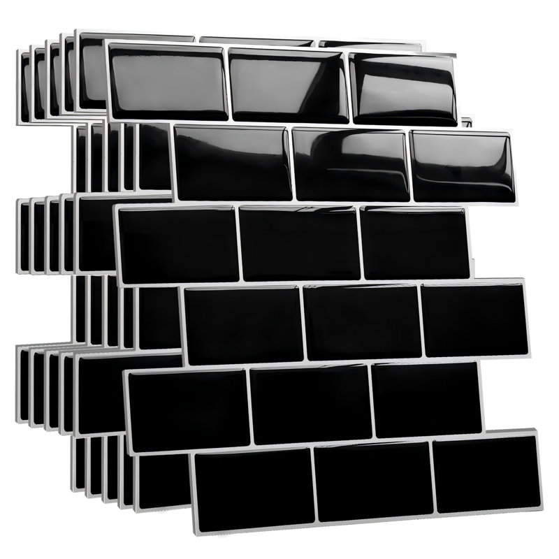 Carrelage style métro 10,6 "x 10", Noir satiné