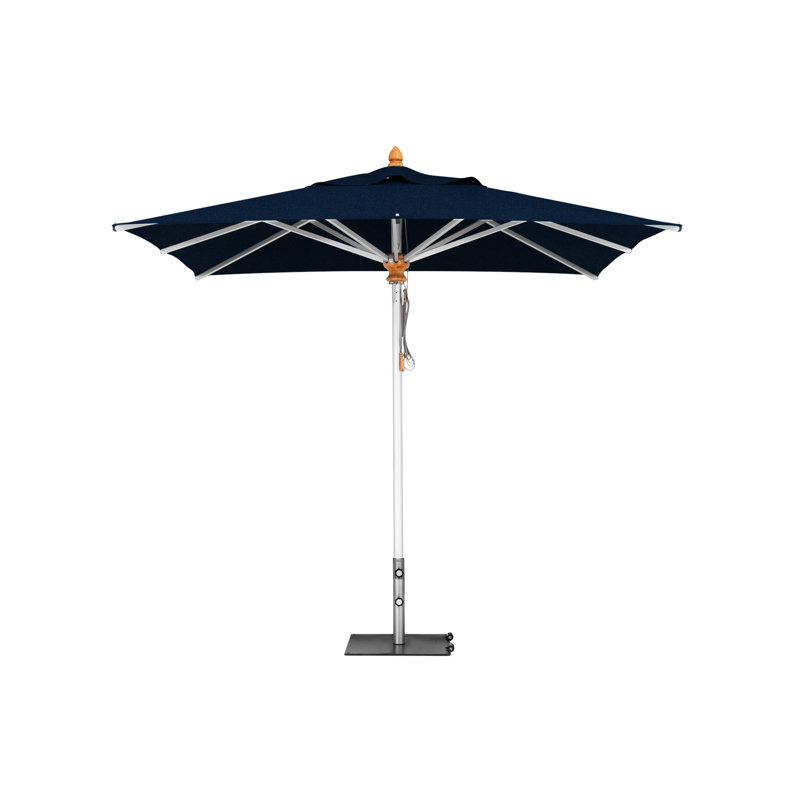 Bravura Square Market Umbrella, Square Metal w/ wheels+2.25" Stainless Steel Tube, Navy Blue, 11'5"