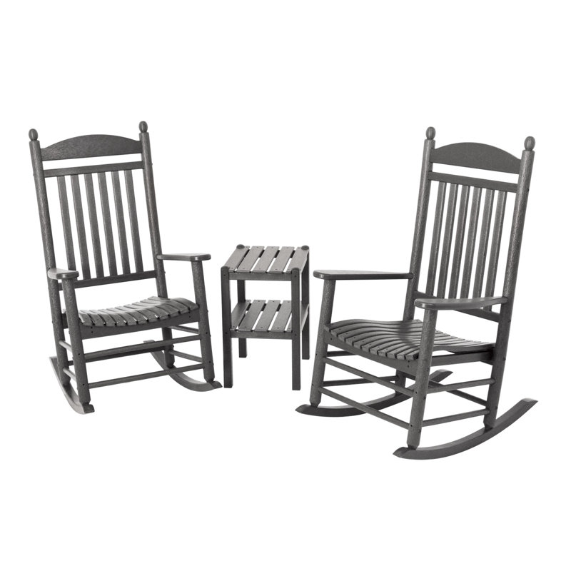 POLYWOOD Jefferson 3-Piece Rocker Set, Slate Gray
