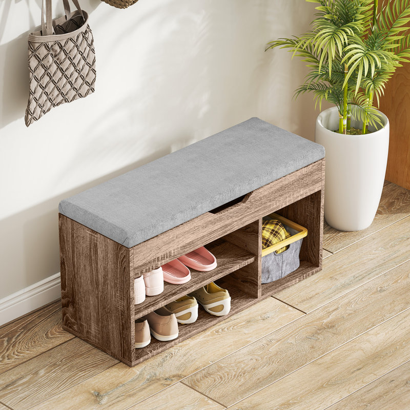 Stav 7 Pair Shoe Storage Bench, Grey Wood Grain