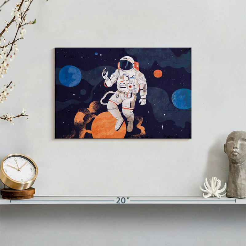 Astronaut With Planets, 8" H x 12" W