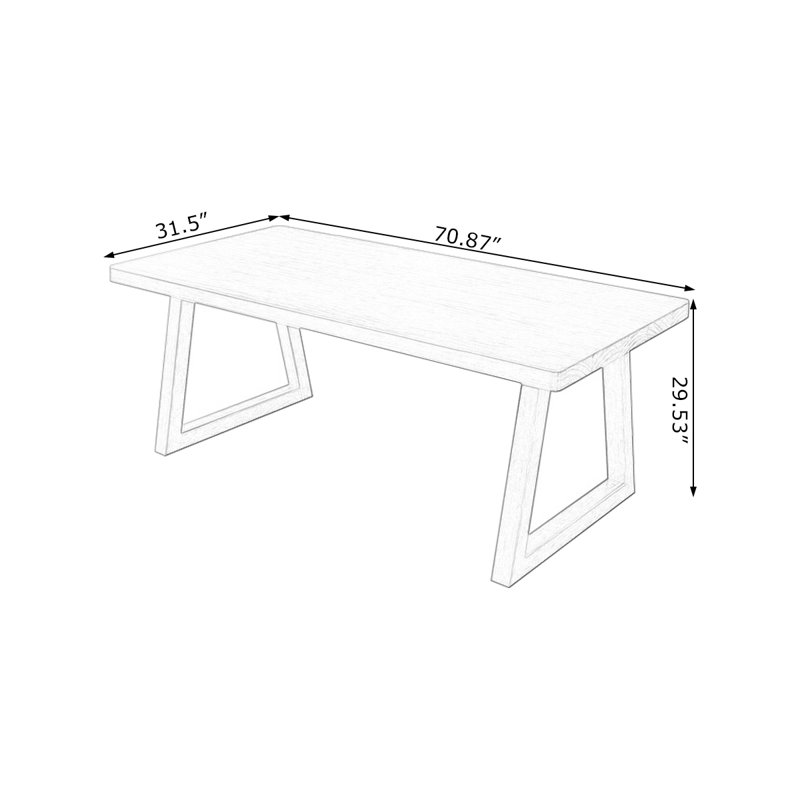 Brown Rectangular Solid Wood desk, 29.53" H x 70.87" W x 31.5" D