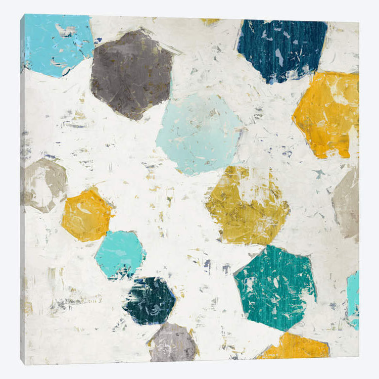 « hexagone ii », impression sur toile, H 12 po x l 12 po x P 1,5 po, Pas de tapis, Toile tendue