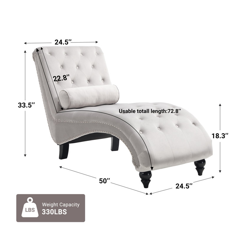 Chaise longue sans accoudoirs Ameerat, Velours gris clair