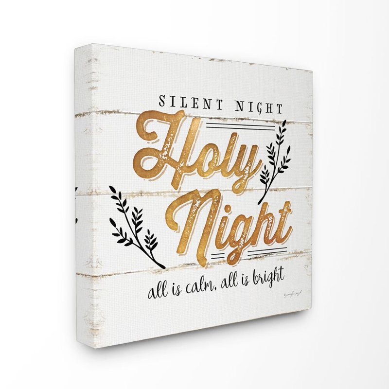 «Silent Night Holy Night», art textuel, Toile tendue, H 30 po x l 30 po