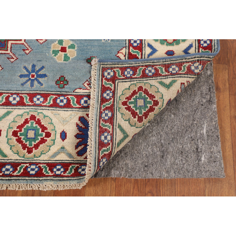 Tapis bleu clair à motif oriental Kazak