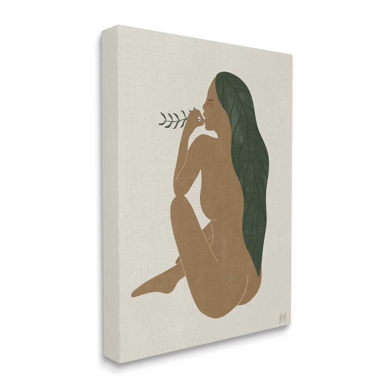 «Nude Woman Soft Sitting Pose Curved Body» par Birch & Ink - impression sur toile tendue, H 30 po x l 24 po, Toile tendue