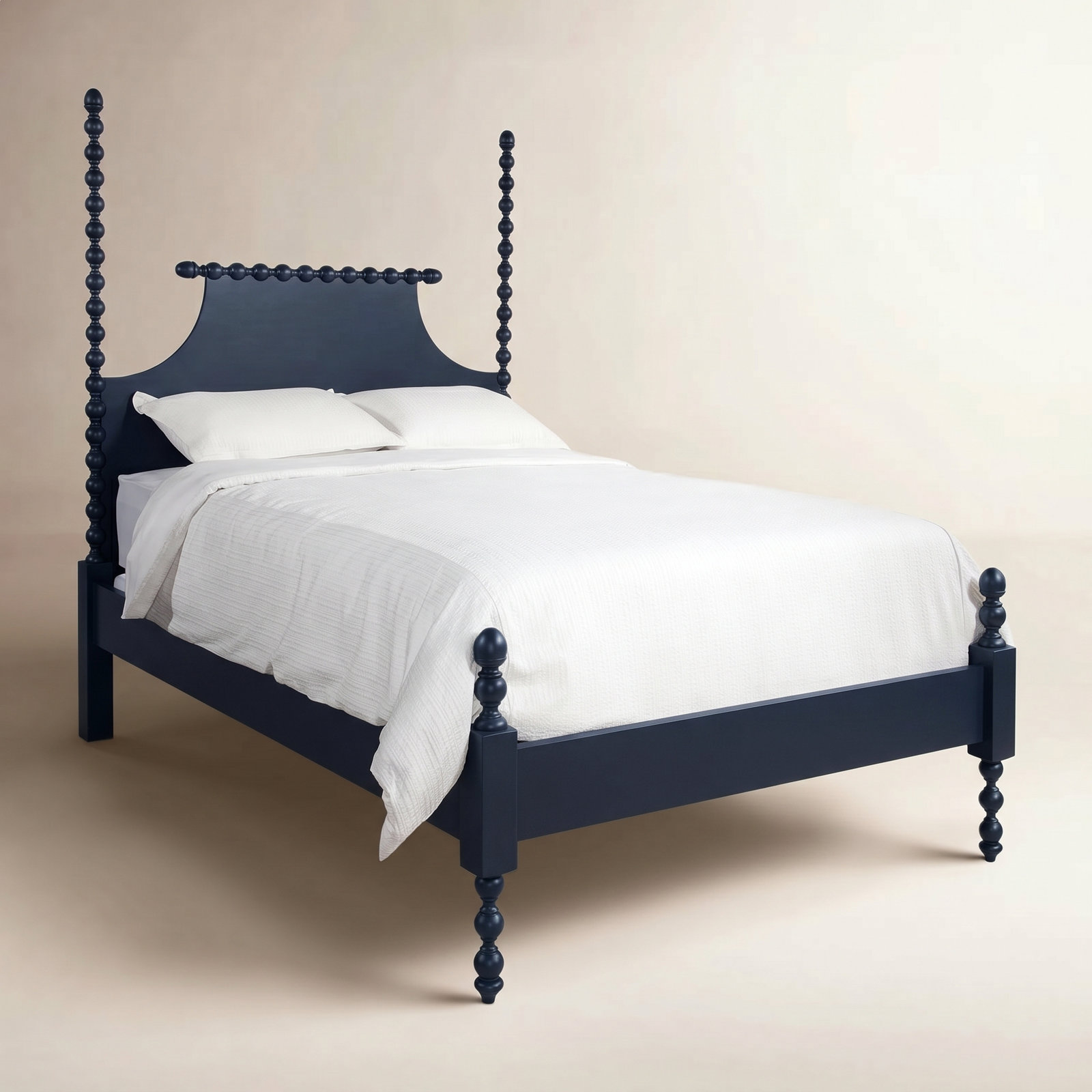 Mary Spindle Four Post Bed, Queen, Navy