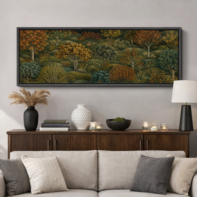 «Moody Rolling Hills Woodland», art du salon, impression sur toile encadrée, 3 pièces , H 20 po x l 60 po x P 1,5 po
