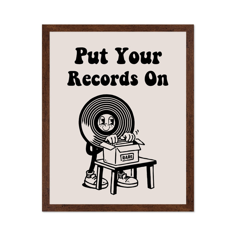 Mettez vos disques sur No1, 18"H x 24"W, Poster, Brown Framed