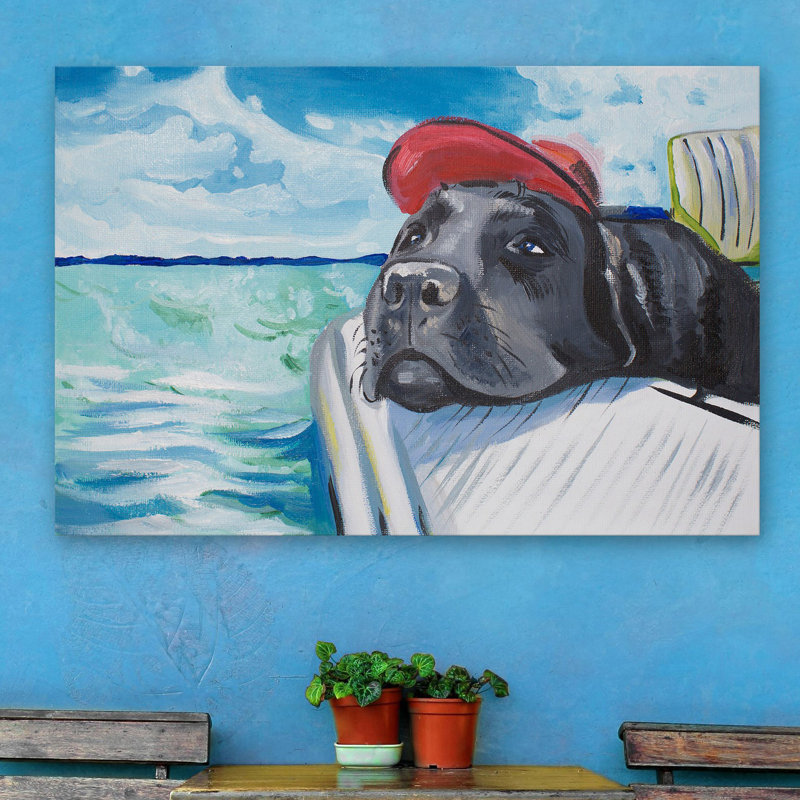 « voilier lab », reproduction de peinture à l’huile sur toile tendue, H 12 po x l 18 po x P 1,5 po