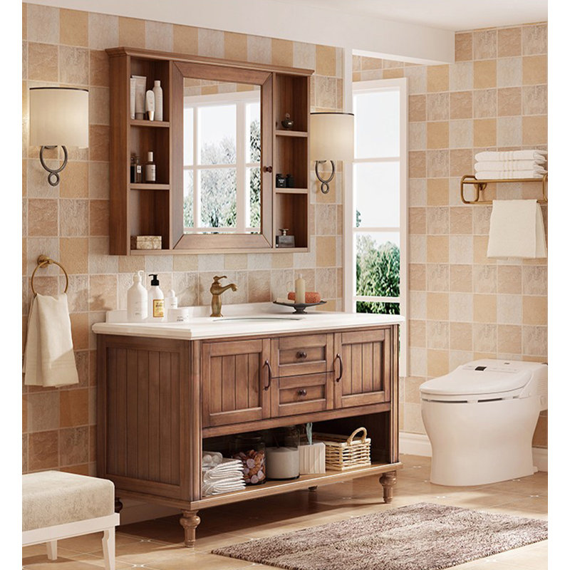 Meuble-lavabo en chêne American Country Style, Brown