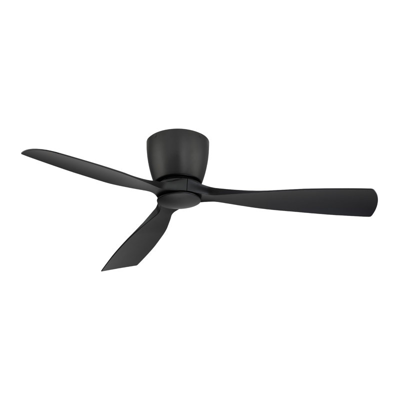  Klinch 52 inch Indoor/Outdoor Flush Mount Ceiling Fan with LED Light Kit and Remote Control - Black, Black