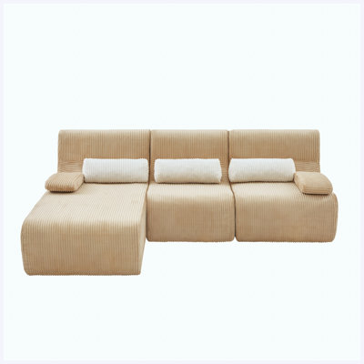 98" Modern Boneless L-Shaped Sectional Sofa, Coffee Brown Cozy Couch for Living Room, Apartment, Family Home