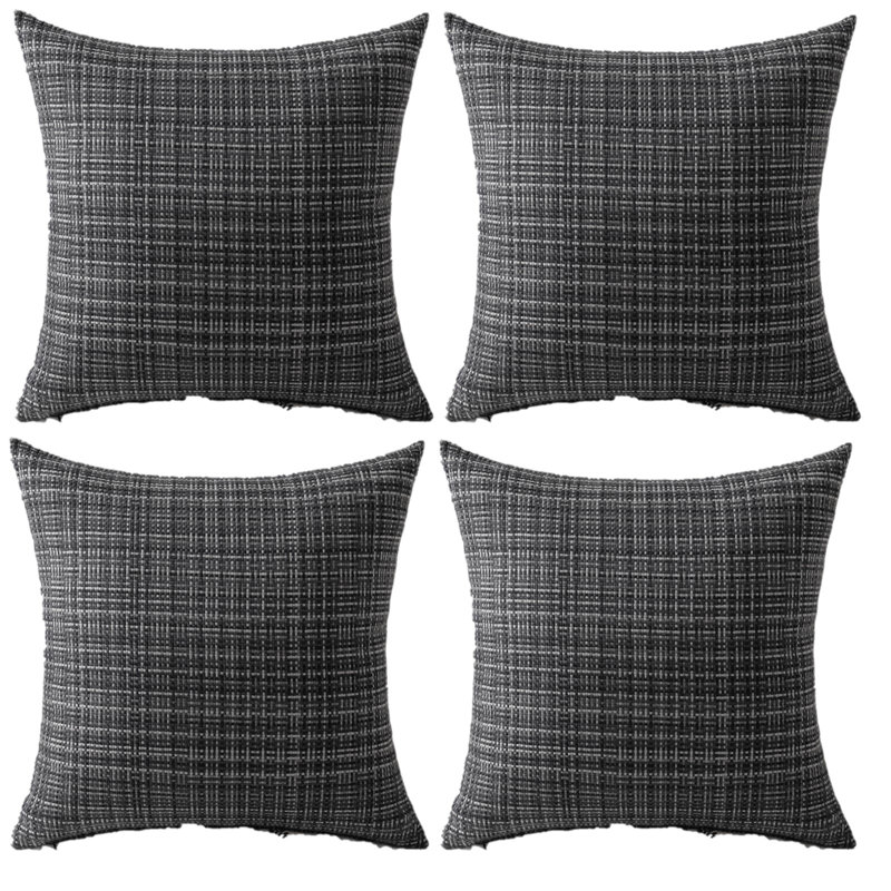 Ensemble de 4 housses de coussin d'extérieur imperméables, Gris foncé, 18 po x 18 po