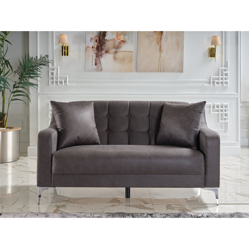 Khalif 62.6'' Upholstered Biscuit Convertible Sofa