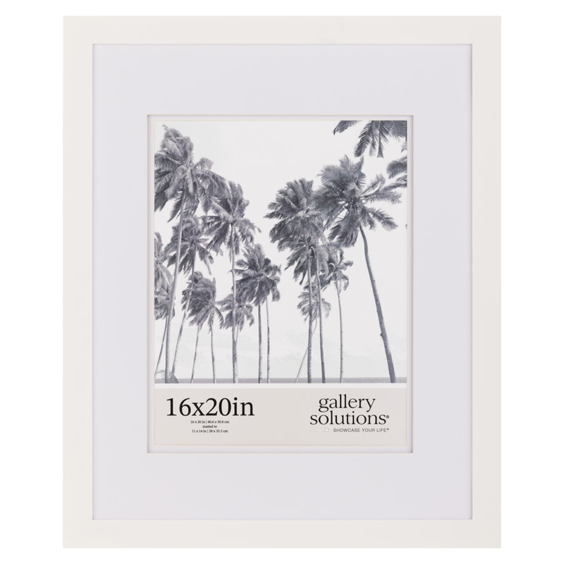 Gallery Solutions Wall Mount Or Tabletop Double Airfloat  Mat Picture Frame, White, 16" x 20", 11" x 14"