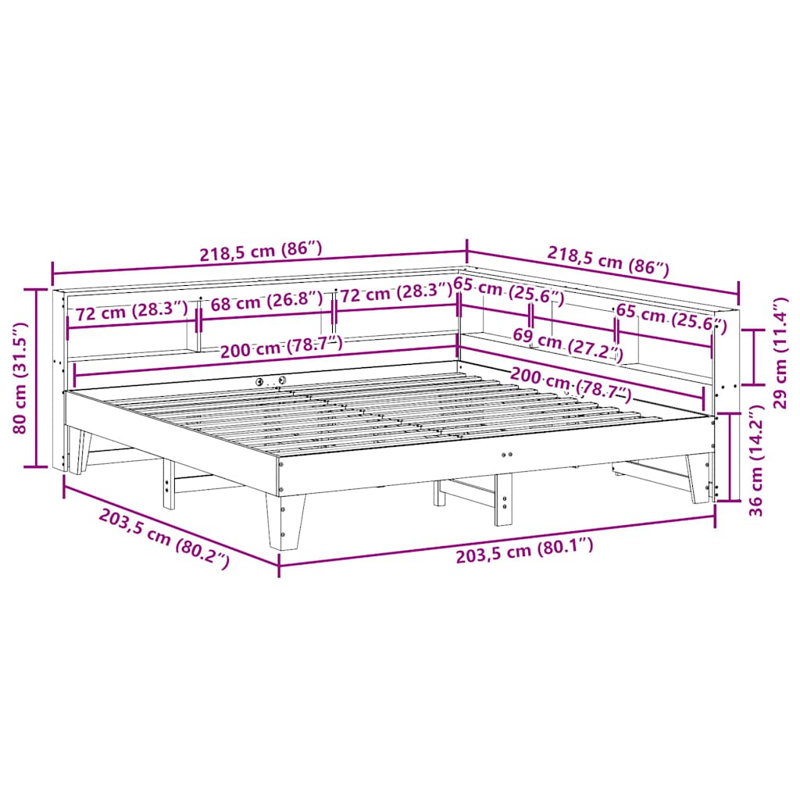 Solid Wood Storage Bed, White