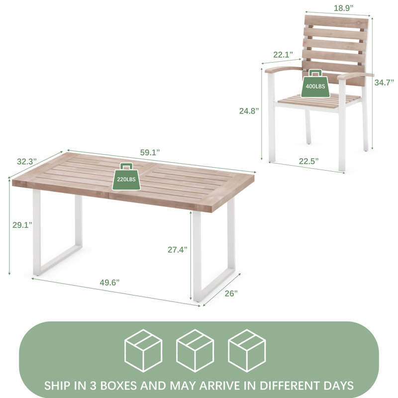 Patio Dining Set, Ivory/White